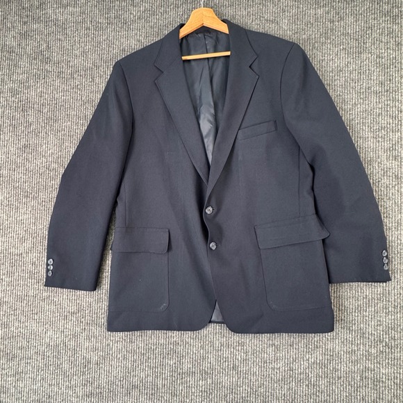 VTG Levi's Action Suit Blazer Jacket 46R Navy Blue Sta-Prest Classic Retro - Picture 1 of 9